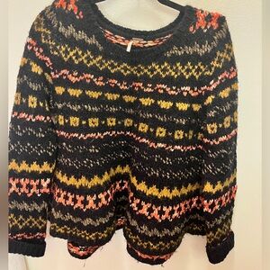Free People Patterned Peplum Sweater